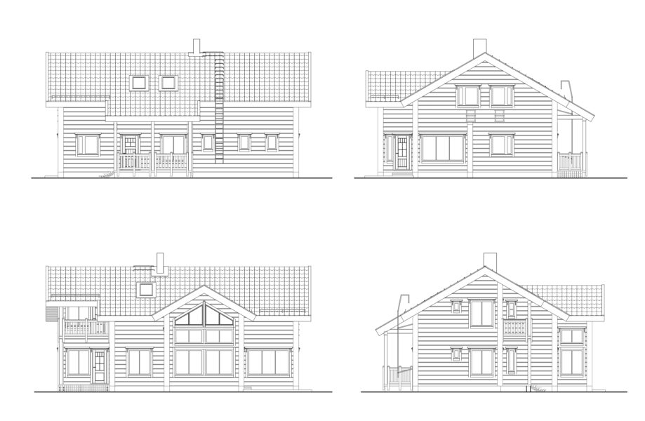 Serenata is a popular log home design with classic windows and wonderfully high ceilings.