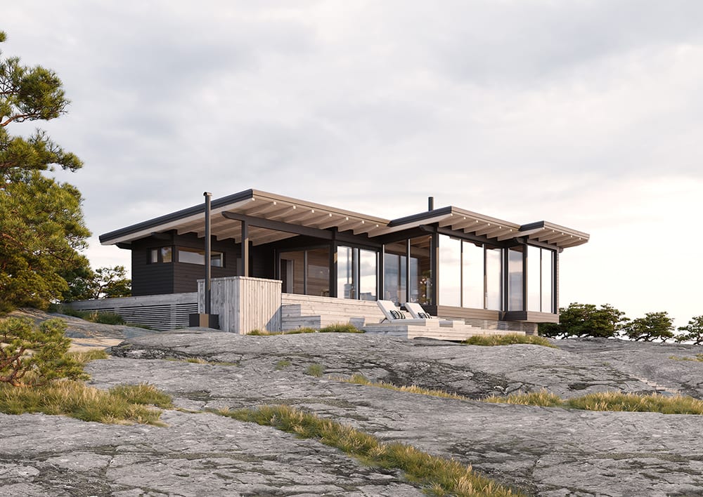 A harmonious design is enabled by Honka Frame’s pillar-beam structure, which allows the flexible bending of wood into the desired shapes. For example, you can create a large open wall with sliding glass doors and enjoy plenty of natural light, or add sophisticated details to the interior with impressive ceiling beams and beautiful wooden joints.