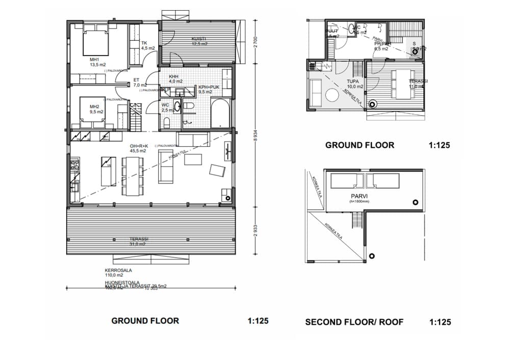 Honkarakenne Sirius log house blue print